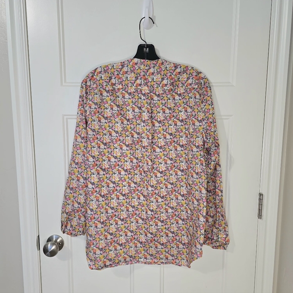 J. Crew Liberty Fabric Ruffle Front Button Up Long Sleeve Shirt Women's Large - Picture 5 of 12